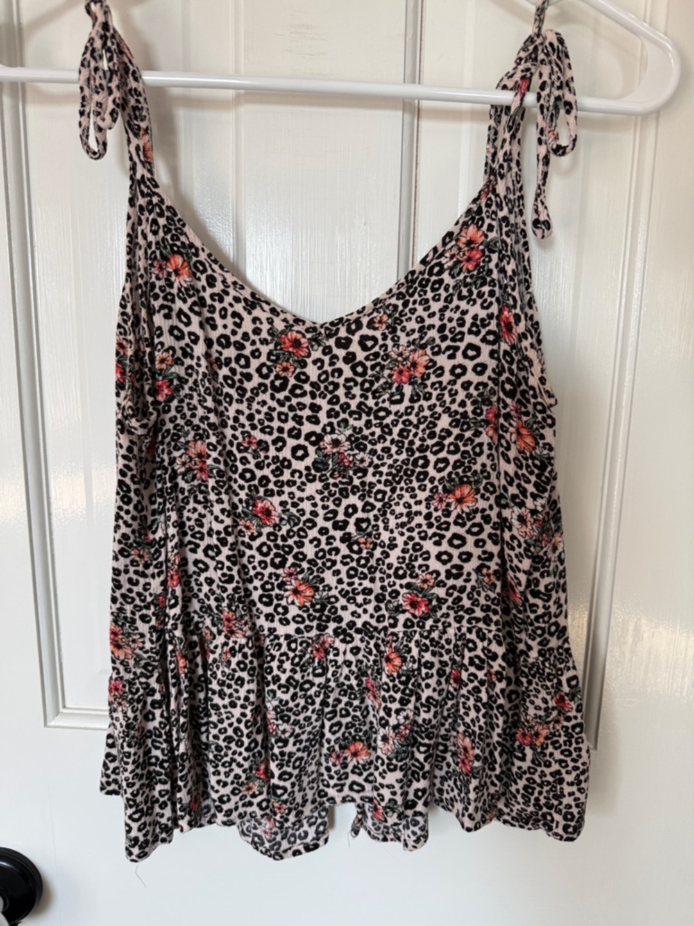 Leopard Floral Tie-Shoulder Camisole